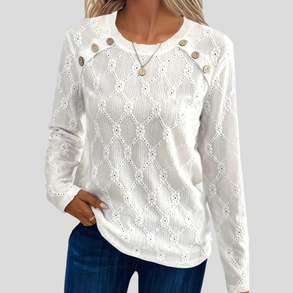 White, semi-sheer, long-sleeve t-shirt, NWT